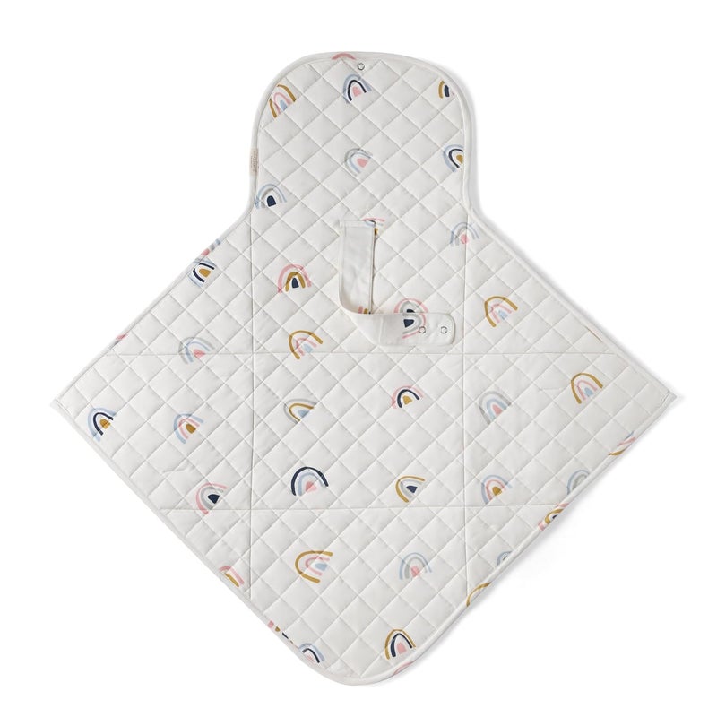 MakeMake Organics Organic Portable Changing Pad GOTS Certified Organic Cotton Fill Portable Diaper Changing Mat Diaper Clutch Changing Station Kit Compact Travel Pad (33"x34", Rainbow) - Image 5